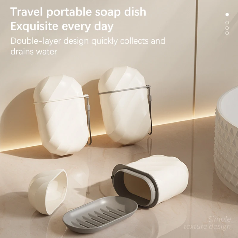 2 In 1 Soap Box With Lid Double Layer Drainage Soap Storage Box Portable Light Luxury Waterproof Travel Soap Holder