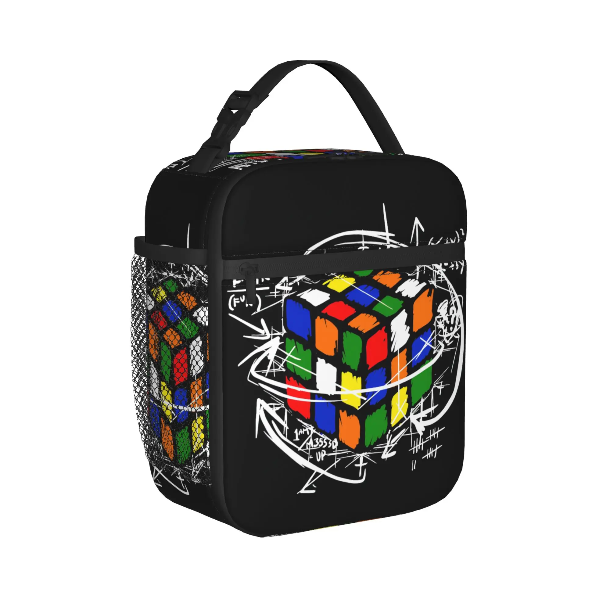 Math Rubik Rubix Rubics Player Cube Math Lunch Bag Outdoor Picnic Lunch Box For Women Kawaii Print Thermal Lunch Bags Cooler Bag