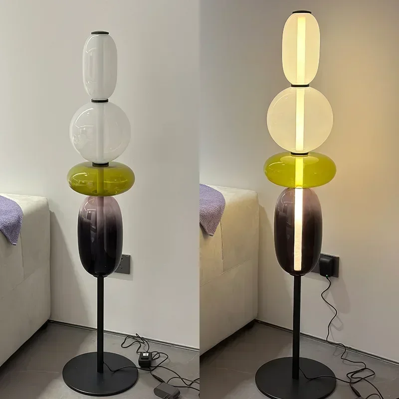 Nordic Internet Celebrity Colored Glass LED Floor Lamp Candied Haws Design Study Bedroom Living Room Table Lamp Decorative Light