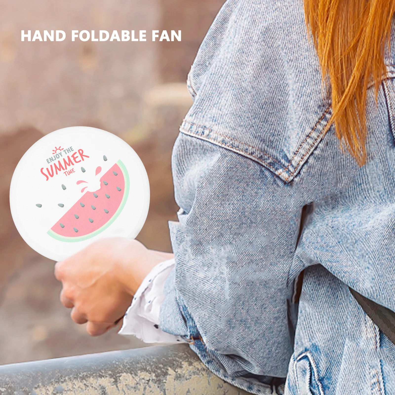 Folding Fan Handheld Foldable Craft Holding Carry Hand-held Round Decorative Cloth Wire Travel