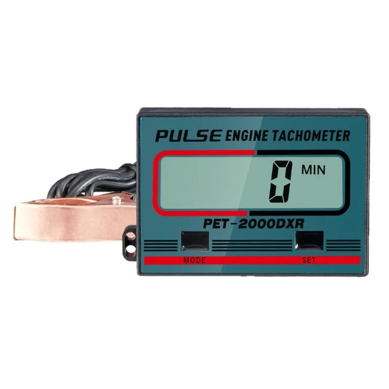 Digital Tachometer Motorcycle Engine Speed Meter with Inductive Pickup, LCD Screen, and Front Controls for Small Engine