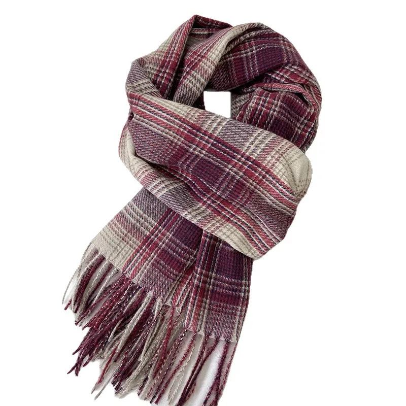 Bufanda de Cachemira a cuadros de marca de lujo para mujer, Pashmina cálida, pañuelo, silenciador, chales y chales para mujer, manta para mujer, bufandas