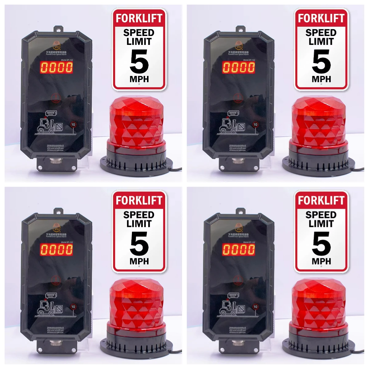 

DC 12V-48V Forklift Overspeed Alarm with Wireless Speed Sensor and Sound & Light Warning for Lift Truck