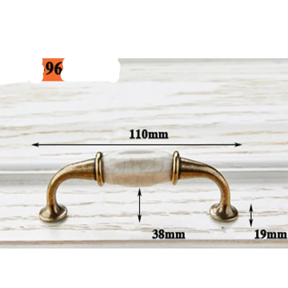 

Zinc Alloy Ceramic Cabinet Handles White Antique Wardrobe Door Handle Vintage Bronze Crack Design Drawer Knobs Kitchen