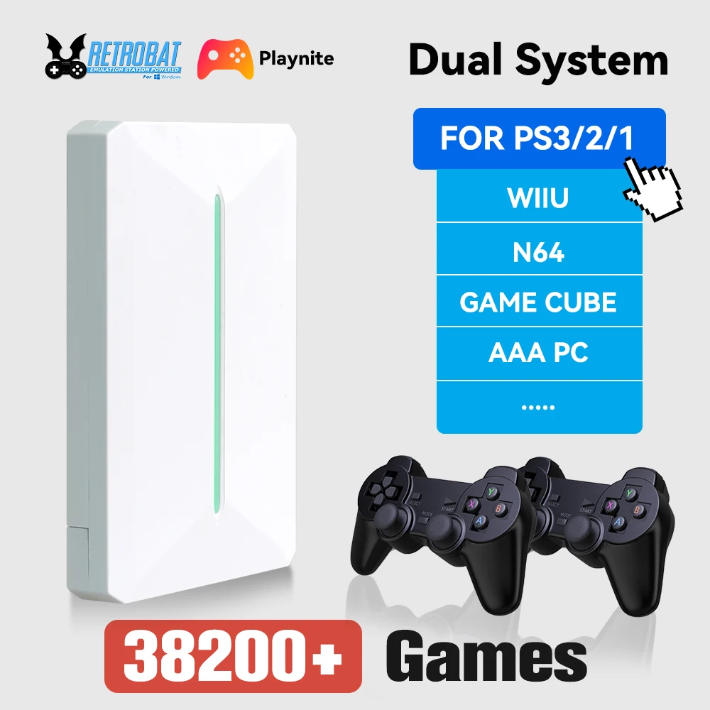 Retrobat&Playnite 시스템 HDD 레트로 게임 콘솔 PS3/PS2/WIIU/WII/스위치/MAME 50+에뮬레이터 38293 및 PC용 42 AAA PC