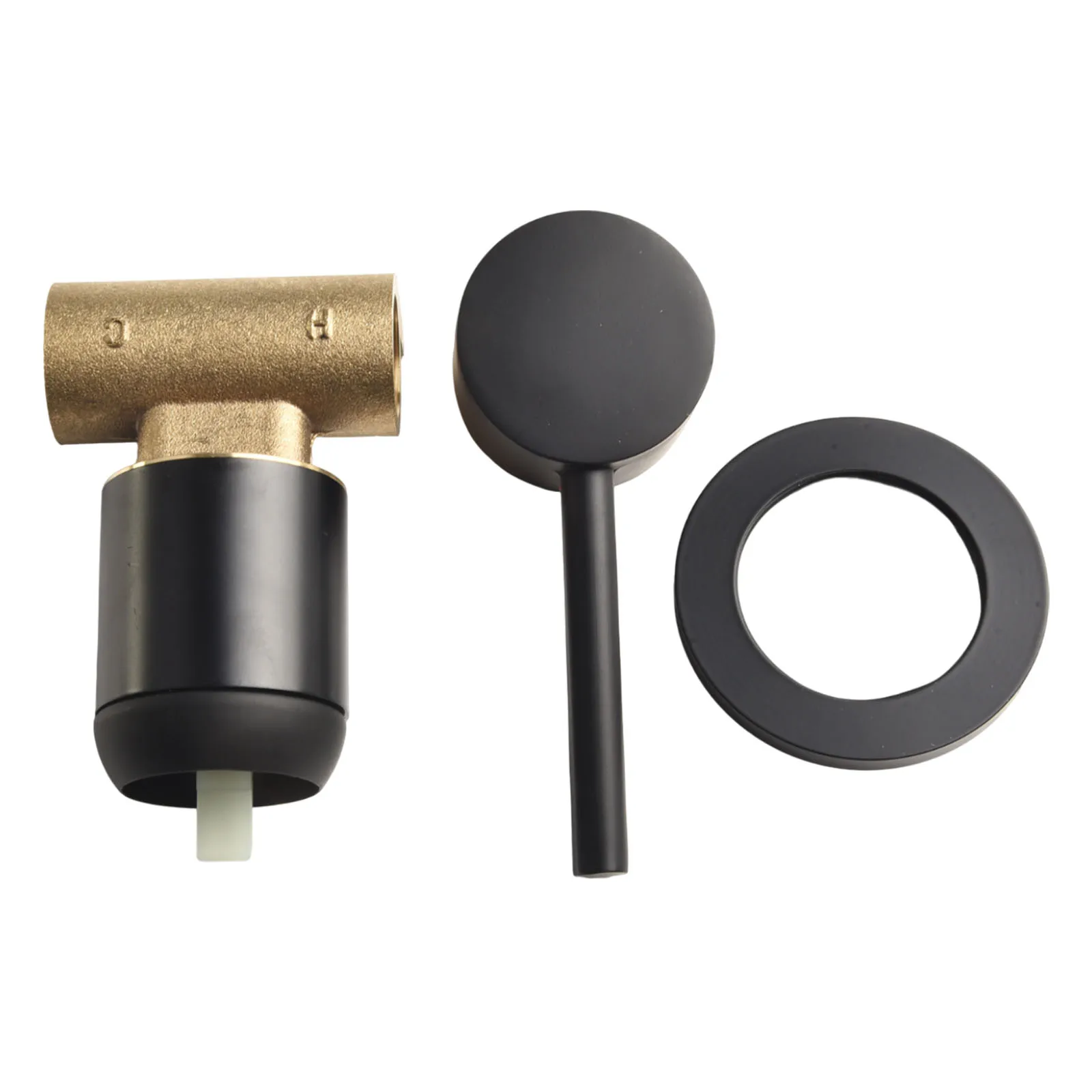 Sleek Black Round Concealed Hot Cold Water Control Valve Easy Operation for All Ages Brass Construction Sleek Black