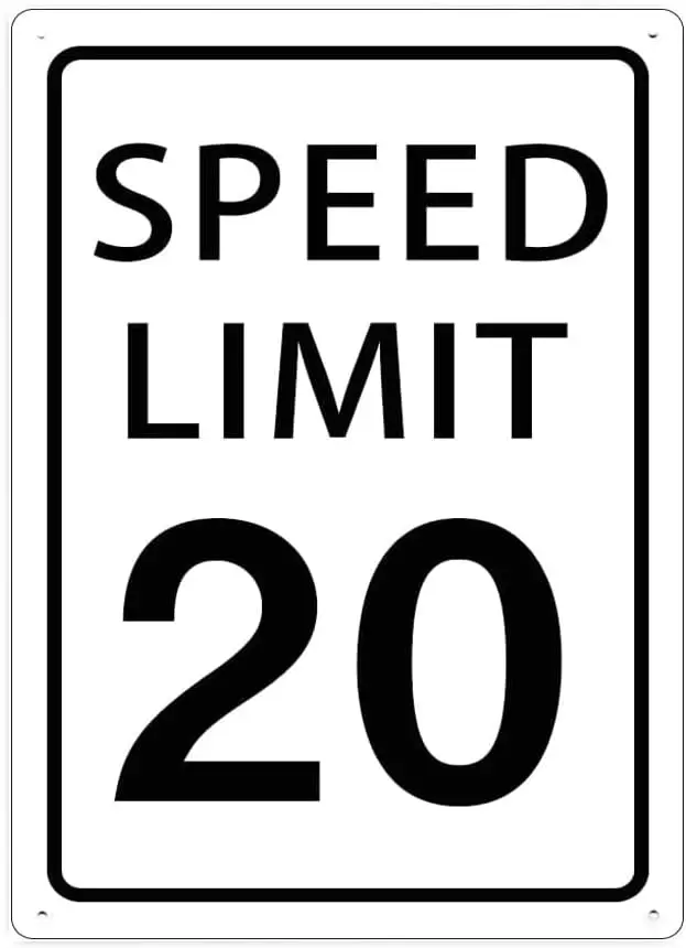 Warning Speed Limit 20 Mph Sign Metal Tin Signs, Road Traffic Transportation Poster for Home Office Bedroom Bars Pub Man Cave Wa