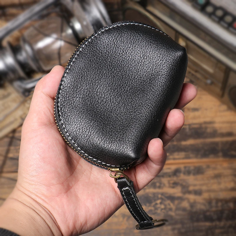 GURO Men's Genuine Leather Key Bag Casual Coin Purse Women's Luxury Cowhide Small Wallet Bank Card Bluetooth Headset Organizer
