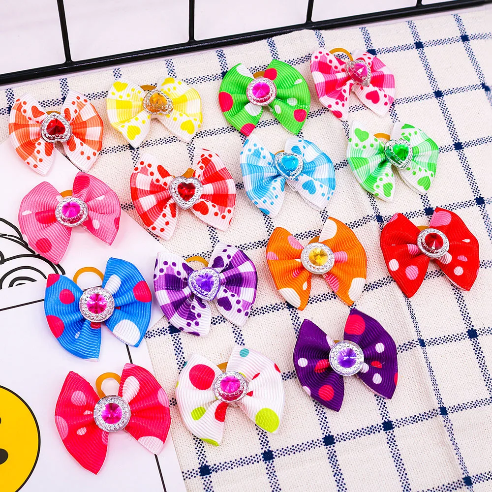 10/20/30PCS Pet Hair Bows Dog Grooming Accessories Bow With Rubber Bands For Dogs Headwear Puppy Cat Bow Pet Supplies