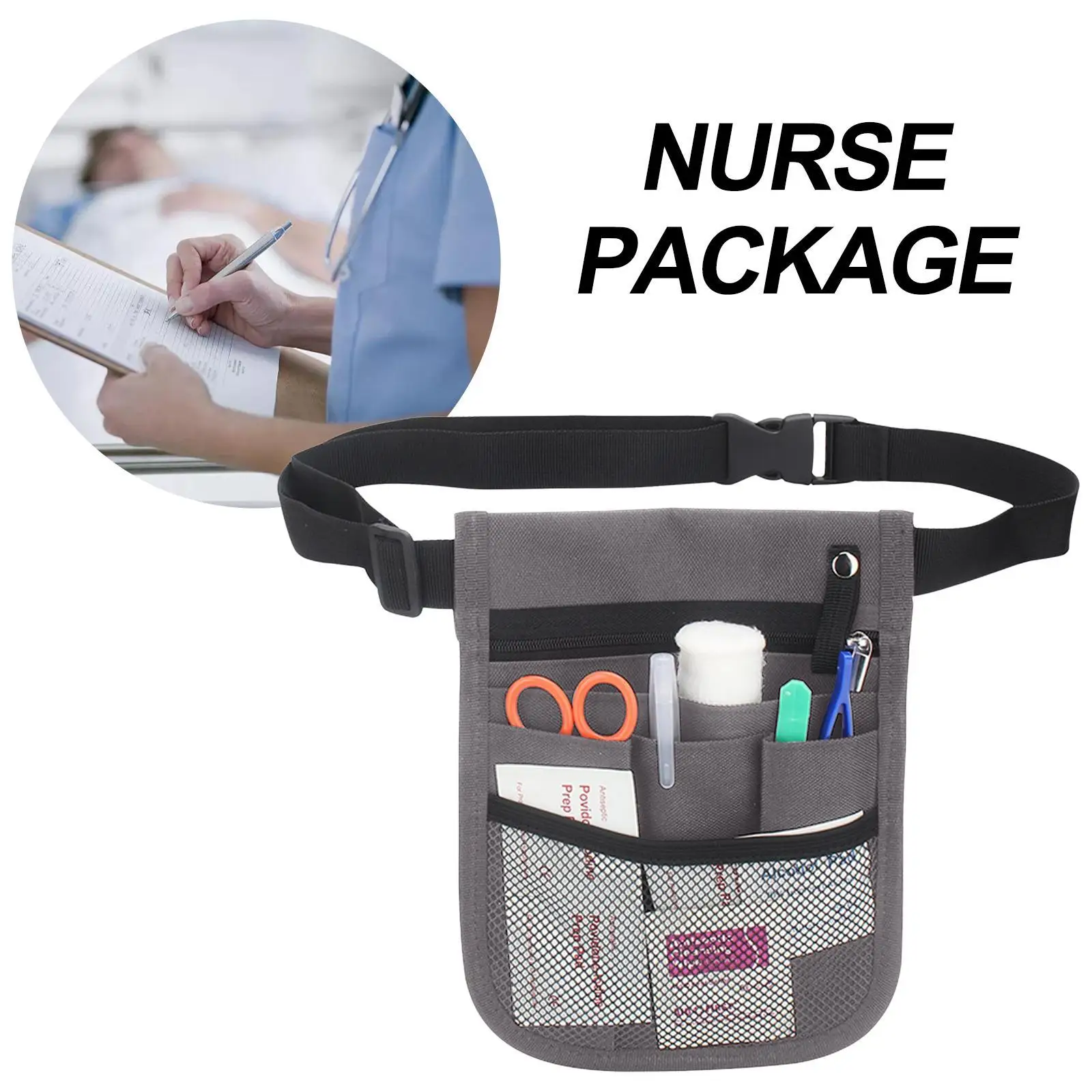 Nurse Pouch Fanny Pack Nursing Waist Bag Medicals Organizer for Managers Gray