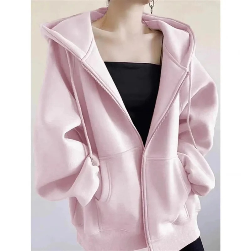 Hooded Sportshirt Jacket Women 2024 Spring Autumn New Coat Lazy Wind Zipper Outerwear Small Cardigan Overcoat Ladies Fashion Top