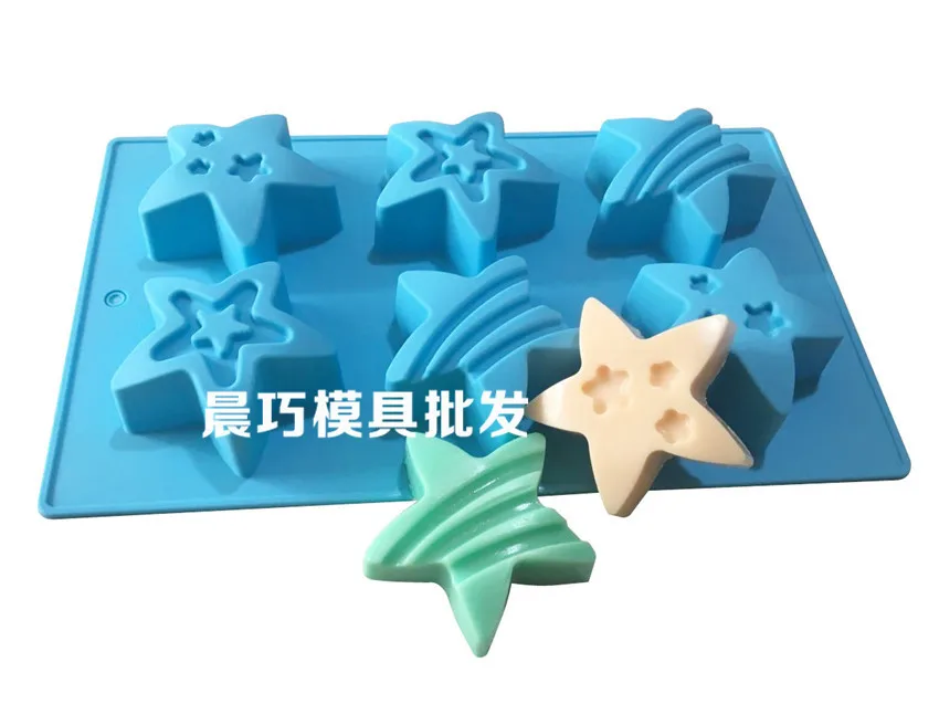 Five-Pointed Star Silicone Mold, Handmade Soap, Soft Mould, Six-Hole, 030