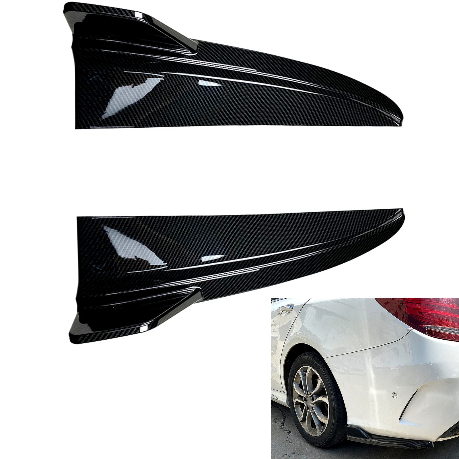 Rear Bumper Diffuser Side Spoiler Cover Lip Protector For Mercedes Benz C Class W205 C180 C200 C260 C43 2015-21 AMG Sport 4 Door