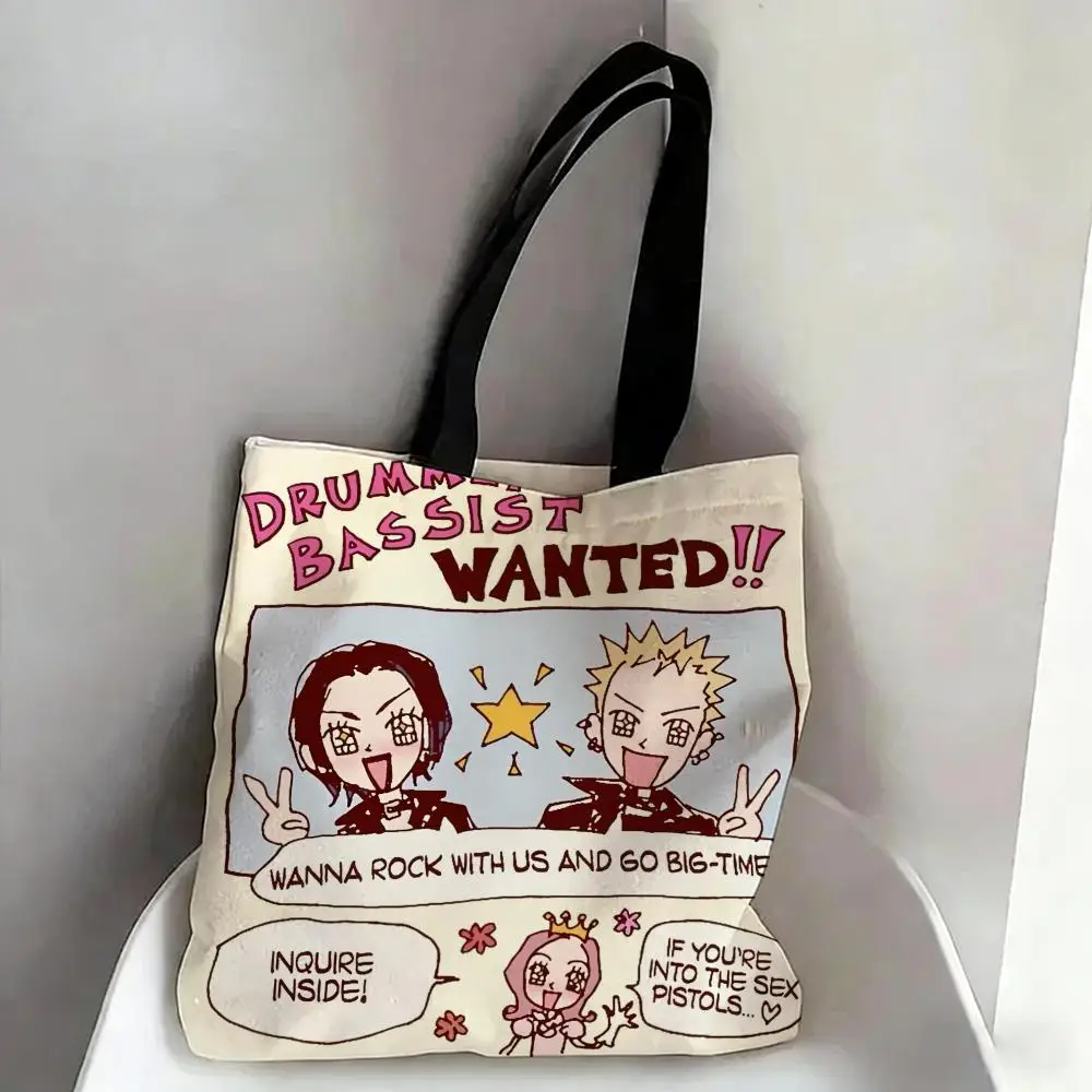 Niedliche Nana Anime Aufbewahrungstaschen, Canvas, doppelseitiger Druck, modische Schultertasche, Einkaufstasche, Geschenk, Öko-Handtaschen