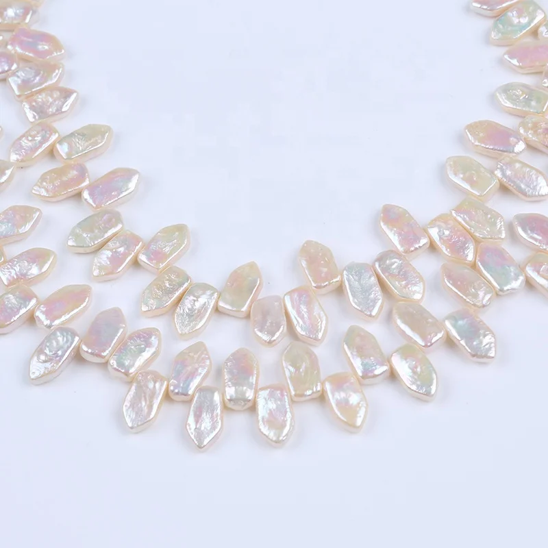 

8-9*13-17mm Natural white color freshwater loose baroque irregular shape DIY pearl strand jewelry