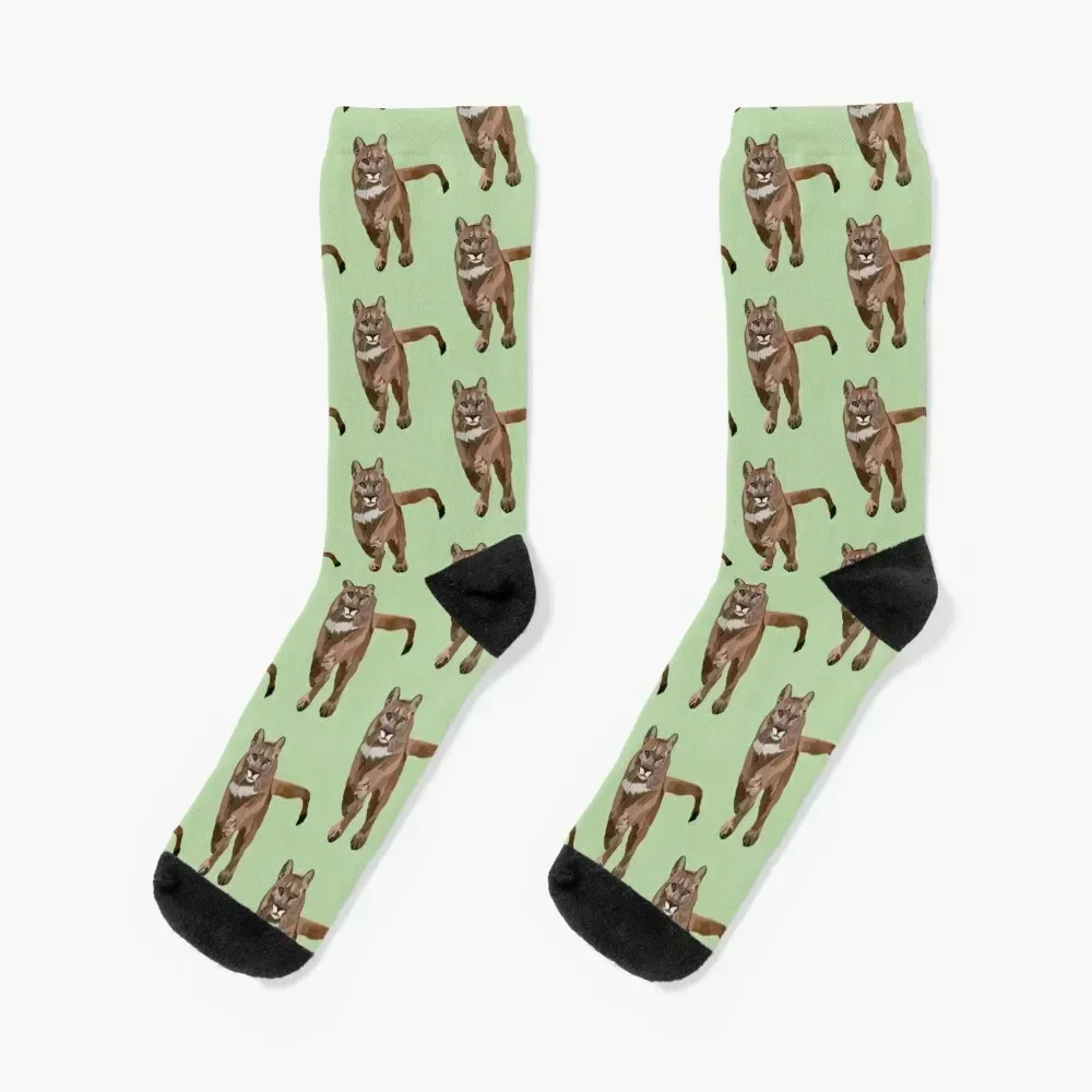 

M is for Mountain Lion Socks floor Sports Luxury Woman Socks Men's