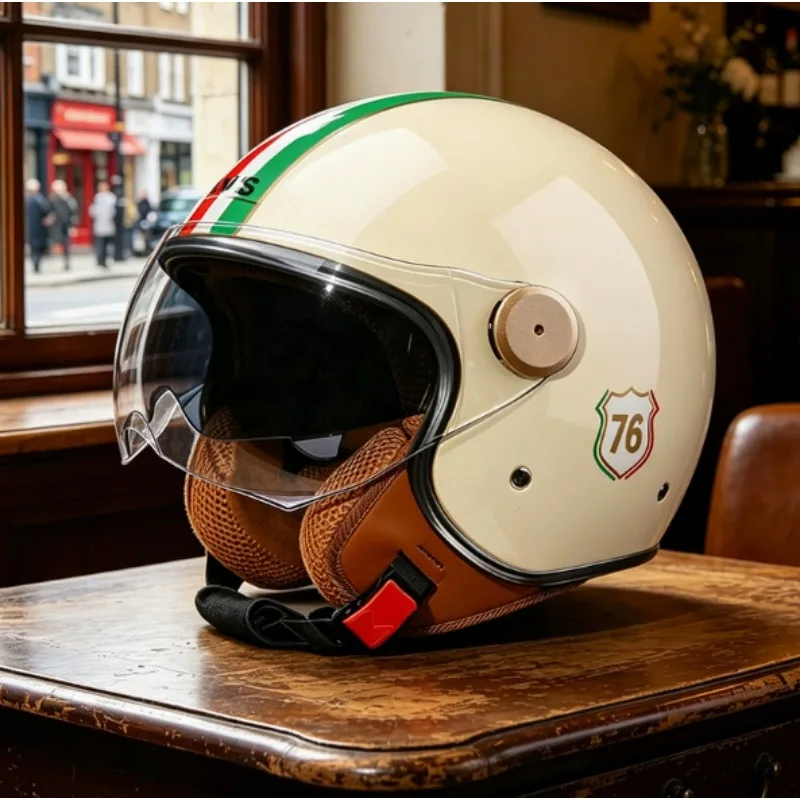 DOT Certification Open Face 3/4 Motorcycle Helmet Retro Motorbike Helmets Vintage Chopper Capacete De Moto Bike Scooter