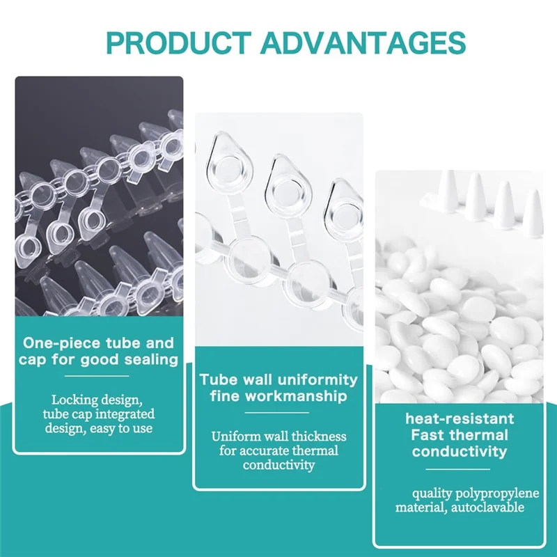 

AED6-PCR-Tubes — 0,2 мл PCR-Tubes для тонких стен, 8-полосные PCR-трубки с навесом и плоскими колпачками (125 полосок/коробка)