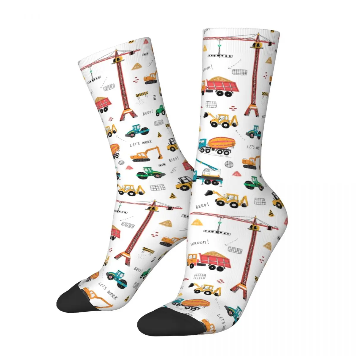 

Construction Machines Building Cartoon Pattern Socks Men Women Excavators Socks Spring Summer Autumn Winter Middle Tube Socks