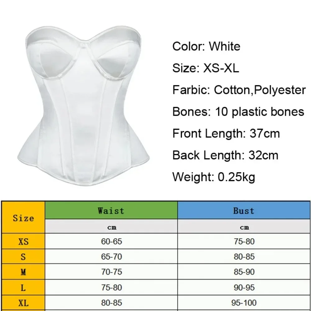 ملابس داخلية نسائية مشد علوي مع حواف فولاذية وأغطية أكواب لدعم الصدر للجسم عالي الجودة برباط على شكل الجسم باللون الأبيض