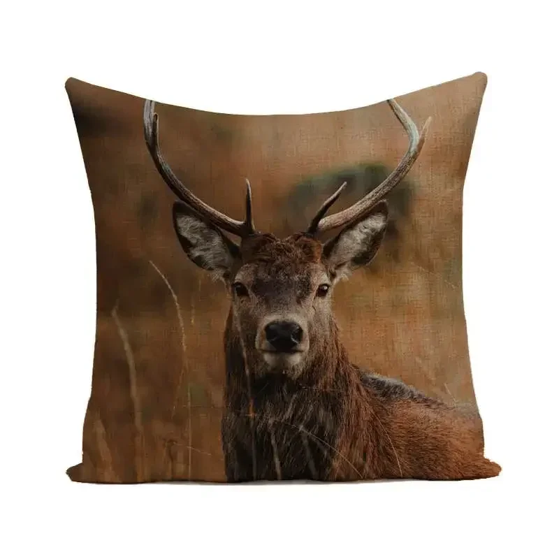 Poszewka na poduszkę Wildlife Cute Deer Moose Face Poszewka na poduszkę Home Living Room Decor Dekoracja 45x45cm