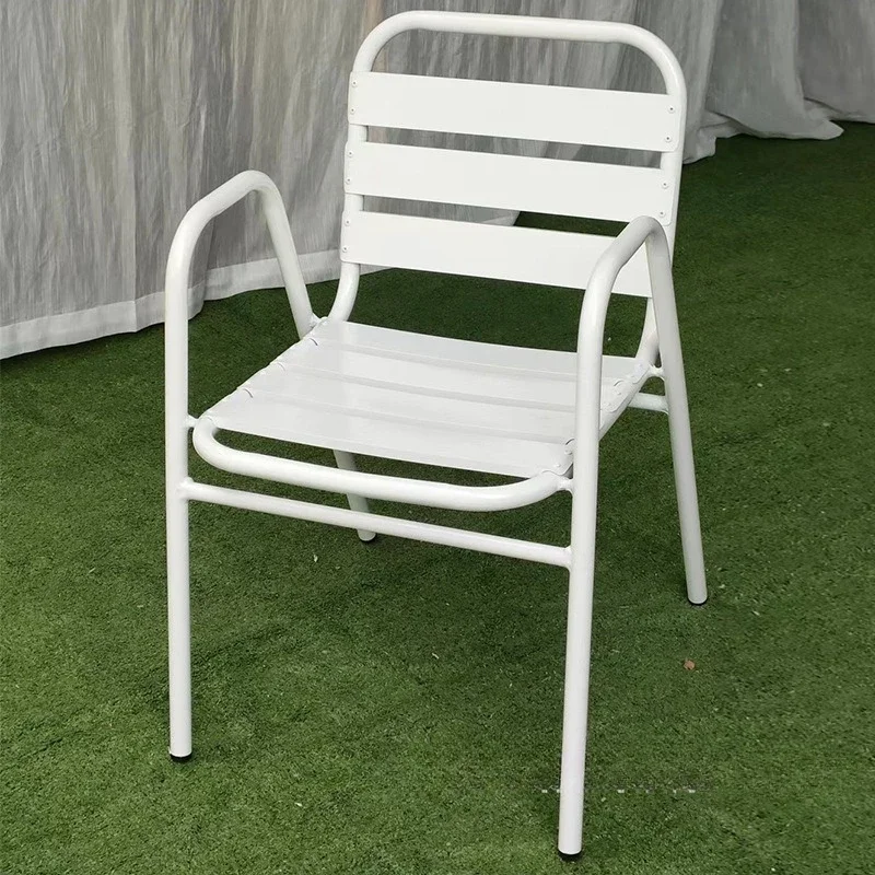 Cafe commercial street outdoor courtyard square armrest aluminum chair, manufacturer wholesale outdoor table and chair square ar