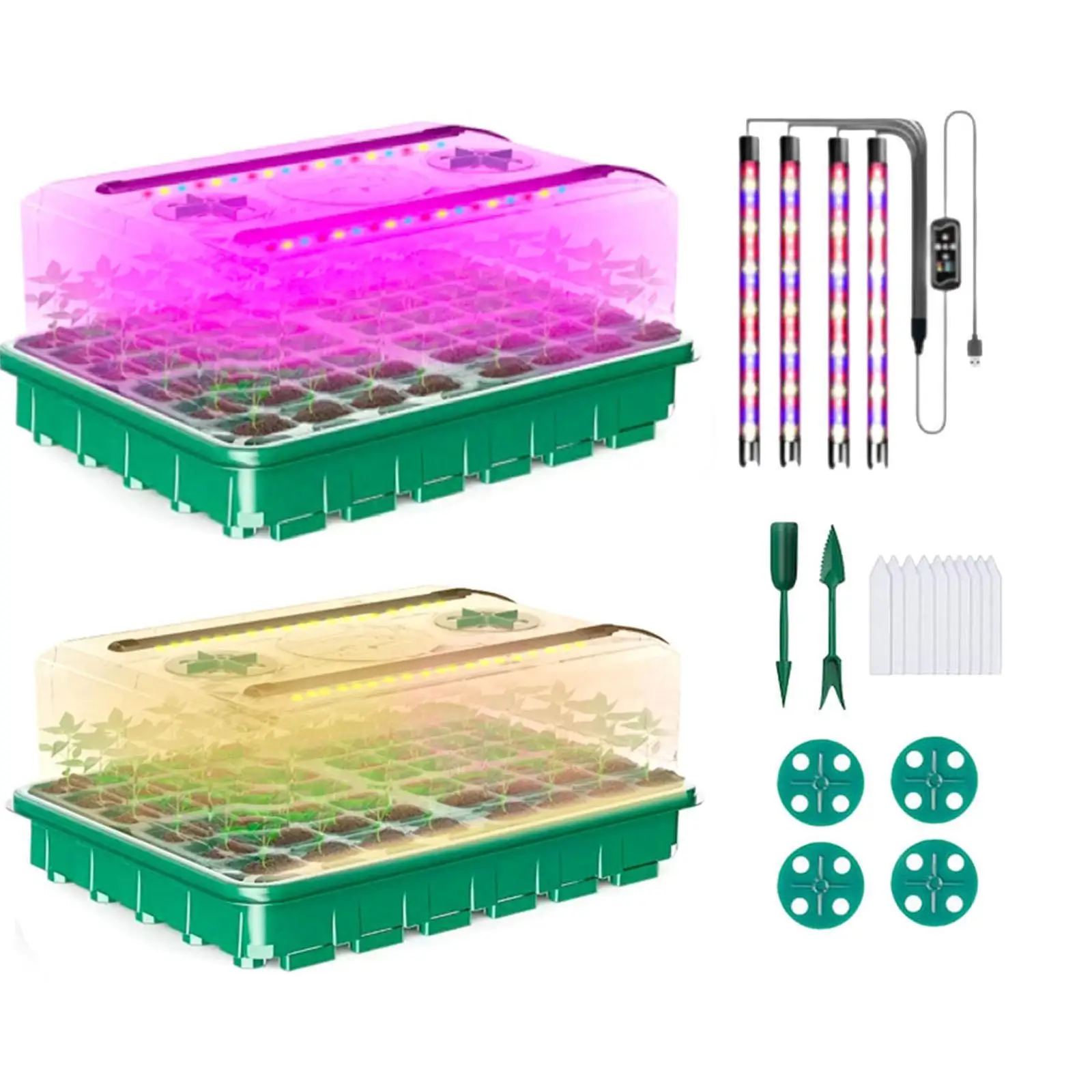 

Illuminated Seed Starter Tray Set Plant Growing Tray Three Color Light Propagation Tray Seedling Tray for Soil Indoor Gardening