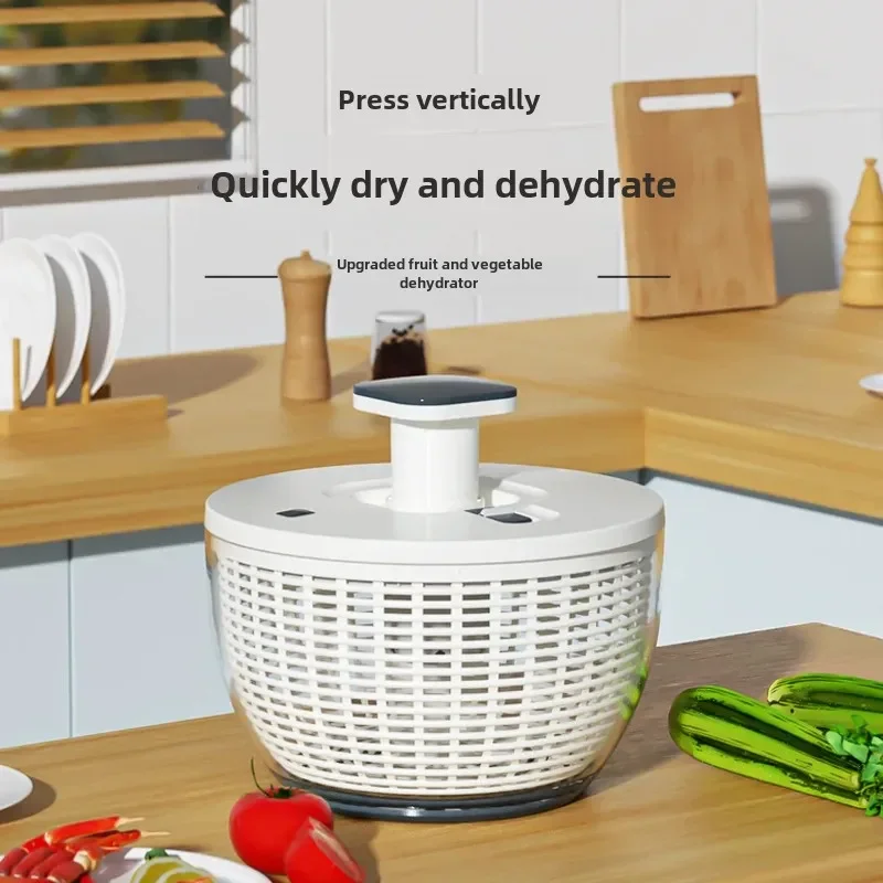 Large Capacity Vegetable and Fruit Dehydrator Home Use Press Type Water Removal Tool Kitchen Small Tool Salad Basket Draining