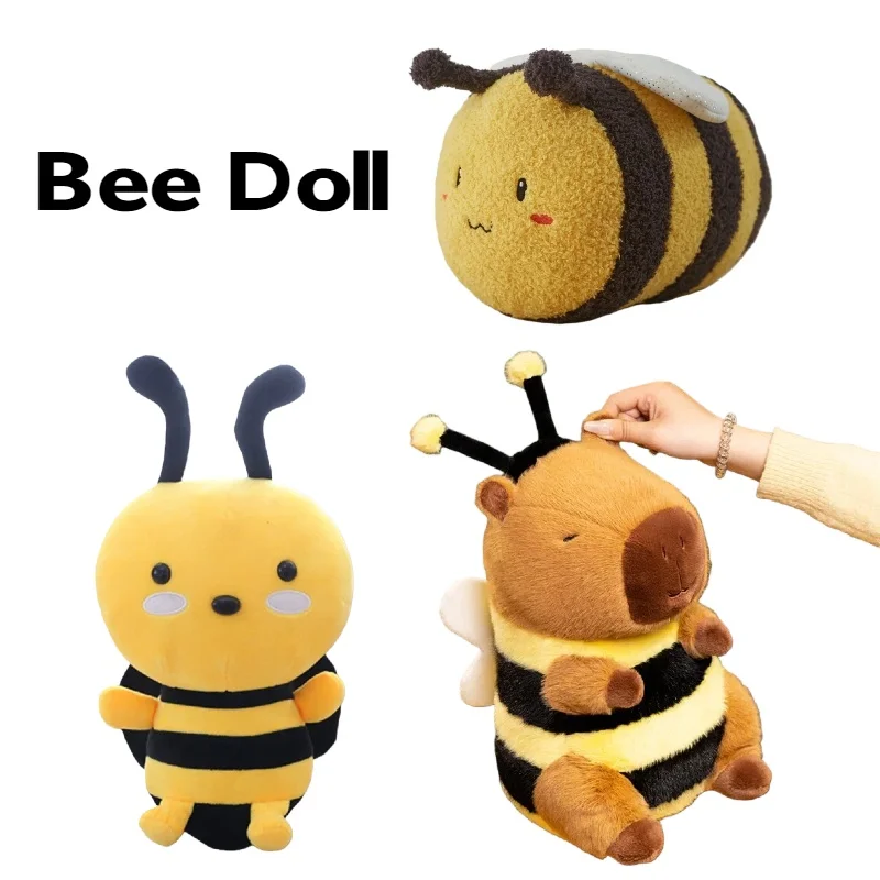 Kawaii Bee Plush Toy Creative Simulation Bee Capybara Plush Doll Longing for Spring Bee Doll Kid Birthday Gifts Room Decor
