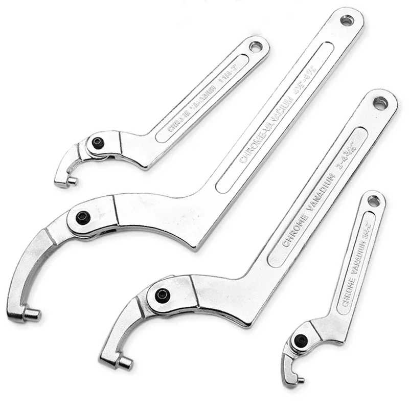 Hook Spanner Adjustable Universal Wrench Set Round/Square Head CR-V Shape Chrome Vanadium Screw Nuts Bolts Driver Hand Tools