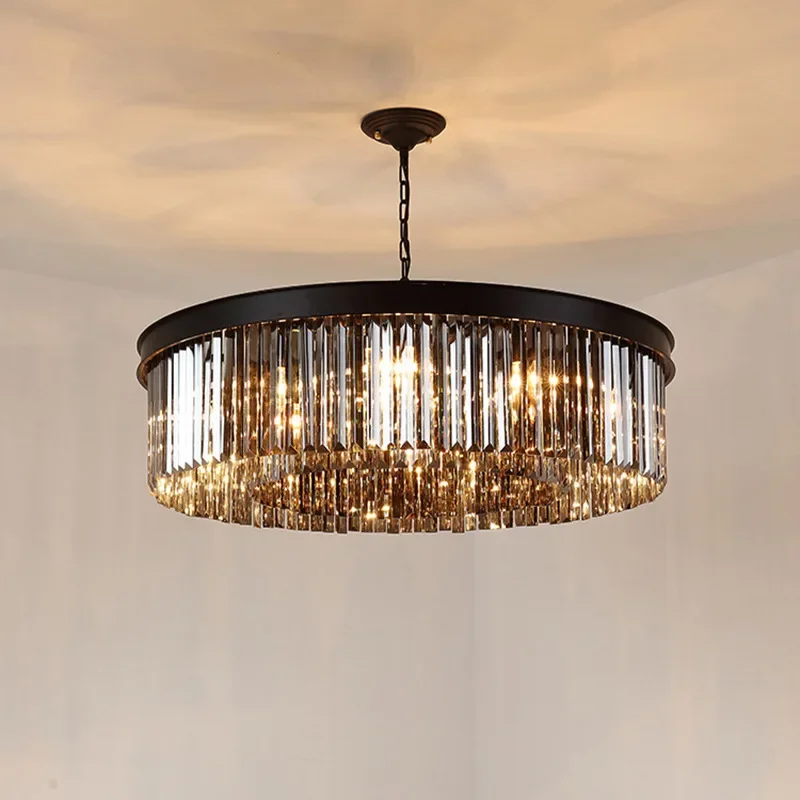

Modern LED Luxury K9 Crystal Chandeliers Gold Black Lustre Pendant Light Living Dining Room Bedroom Home Decoration Ceiling Lamp