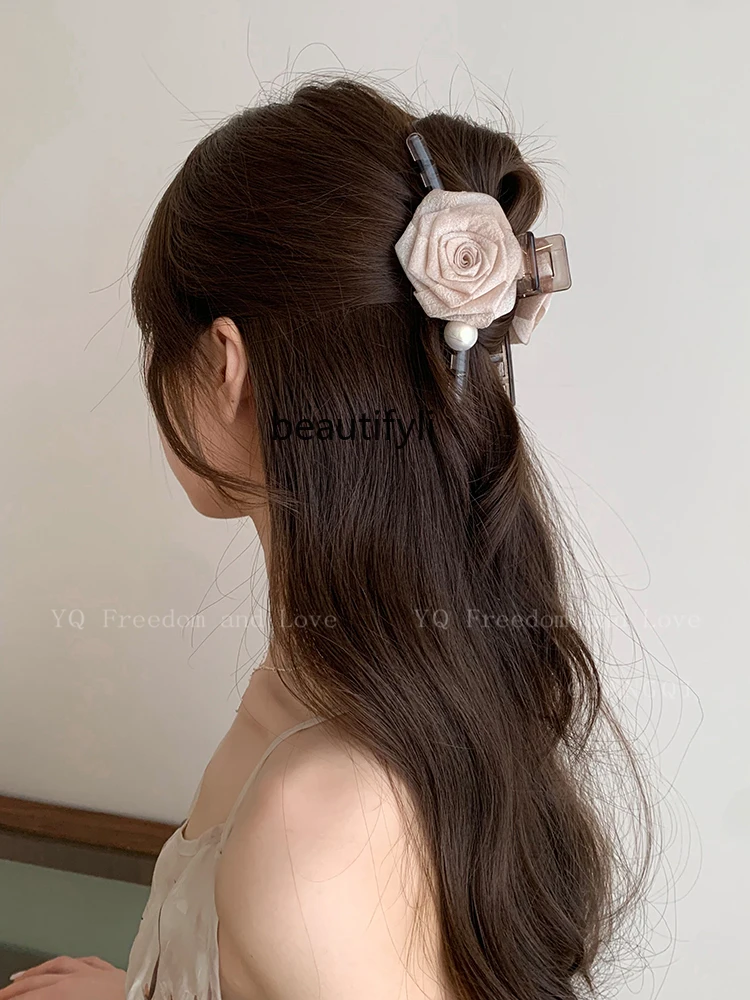 Dried Rose Khaki Word Grip Women's Retro Temperament Back Head Updo Hairpin Hair Accessories