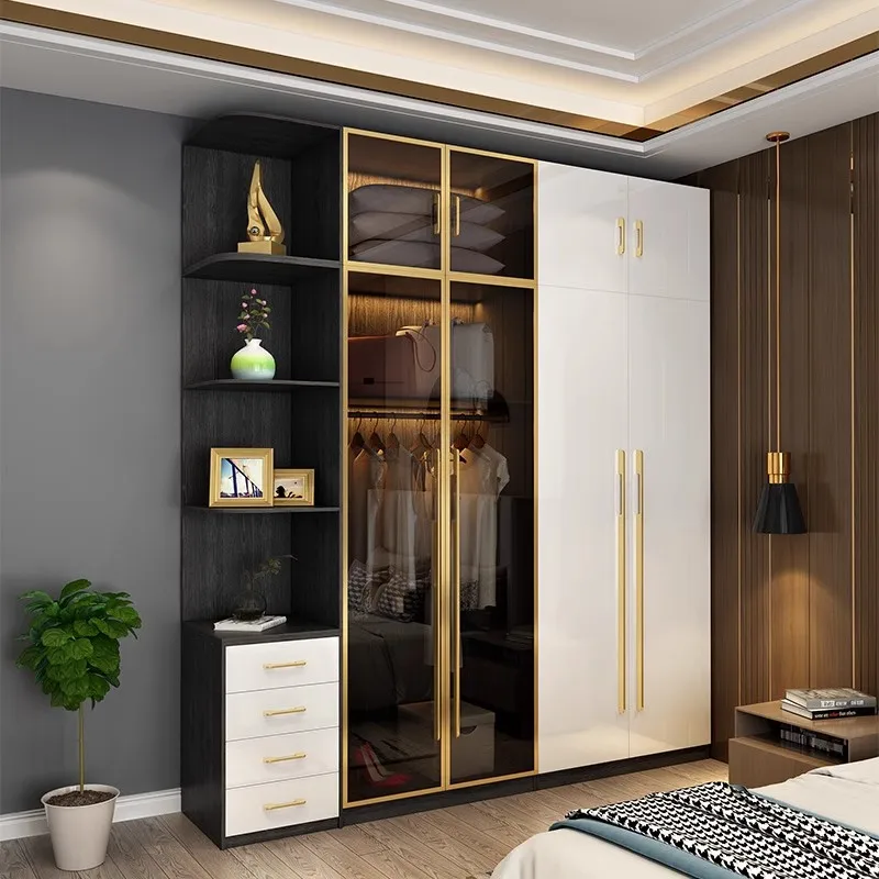 

Luxury Cabinet Wardrobe Dressers Wooden Free Shipping Bedroom Closet Wardrobe Cupboard Chest Display Armoire Home Furniture