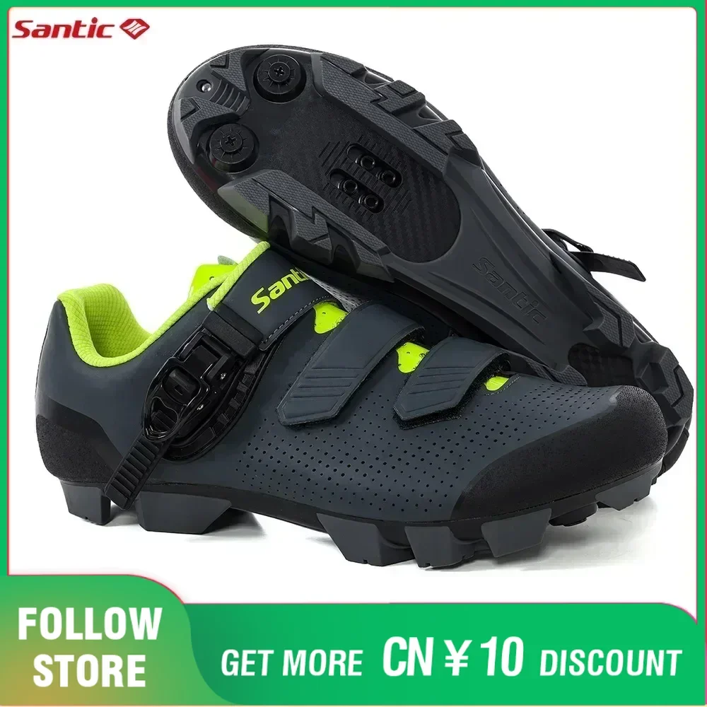 Santic Mountain Bike Shoes Fits SPD Pedal Men\'s Cycling Lock Shoes Outdoor MTB Bike Road Riding Professional Self-locking Shoes