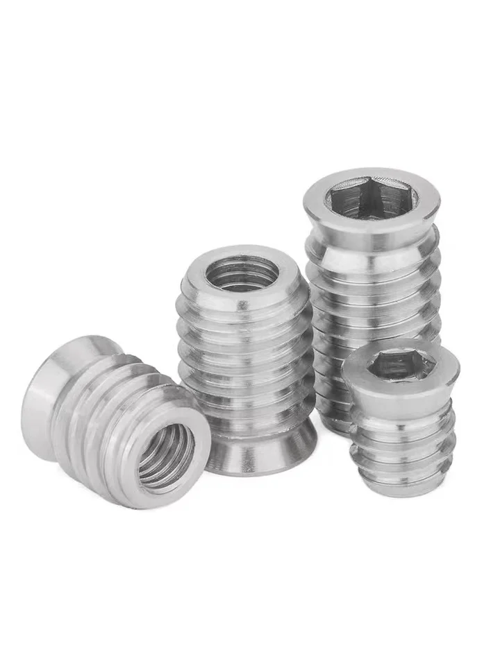 

100Pcs 304 Stainless Steel Inside And Outside Teeth Embedded Hex Nut Wood Furniture Nuts M4-M8