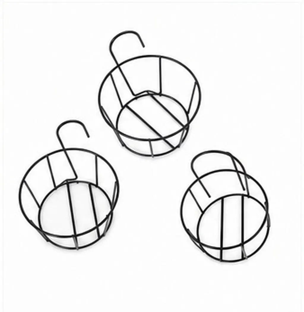 3Pcs Round Plant Stand for Balcony Railing Hanging Flower Pot Holder Iron Planter Basket Desktop Windowsill Garden Decor