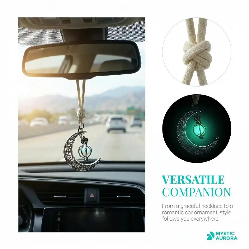 Colgante de Luna para Coche, Adorno Colgante de Cristal de Luna Creciente, Linda Decoración para Espejo Retrovisor de Coche, Regalo para Conductoras