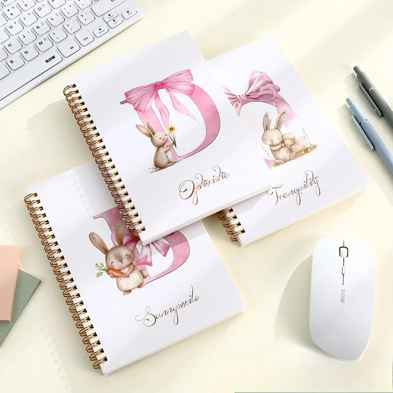 A5 Pink Easter Coil Notebook  80 Sheet Letter Design Office Essential Notebook