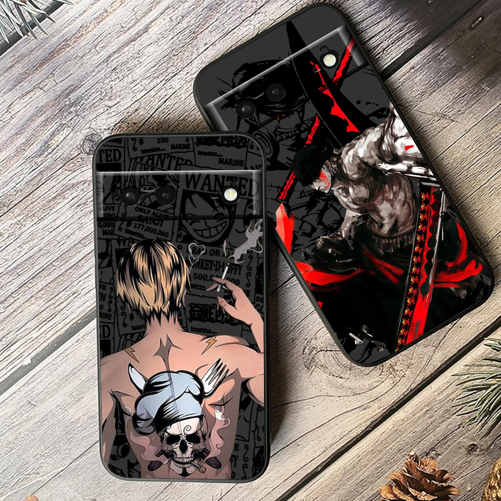 Anime Cartoon Ones Piece For Google Pixel 9 8 7A 7 6A 6 5A 5 4 4A XL 5G Black Silicon Shockproof Shell Funda Phone Case