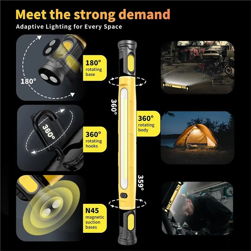 LED Werklamp Oplaadbaar – 3000 Lumen – 5200mAh – 2-in-1 Splitsbaar – Powerbank – Magneet & Haak – IP54 – Voor Garage En Pech