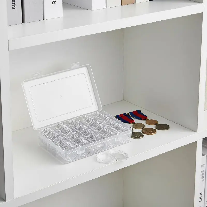 Clear Commemorative Coin Holder 100Pcs Scratch-proof 27/30mm Compatible for Coin Collection Display Travel Storage