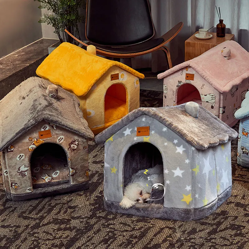 

Winter Pet Cat Bed Foldable Dog House Dog Villa Sleep Kennel Removable Nest Warm Enclosed Cave Sofa Pet Supply лежанка для собак