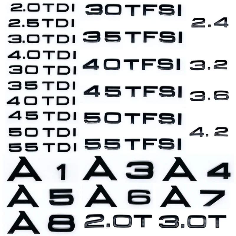 Apply to 3D ABS 2.0 2.5 3.0 4.0 5.0TDI 30 35 40 45 50 55 TFSI TDI For A1 A3 A4 A5 A6 A7 A8 Q2 Q3 Q5 Q7 Car Trunk Sticker