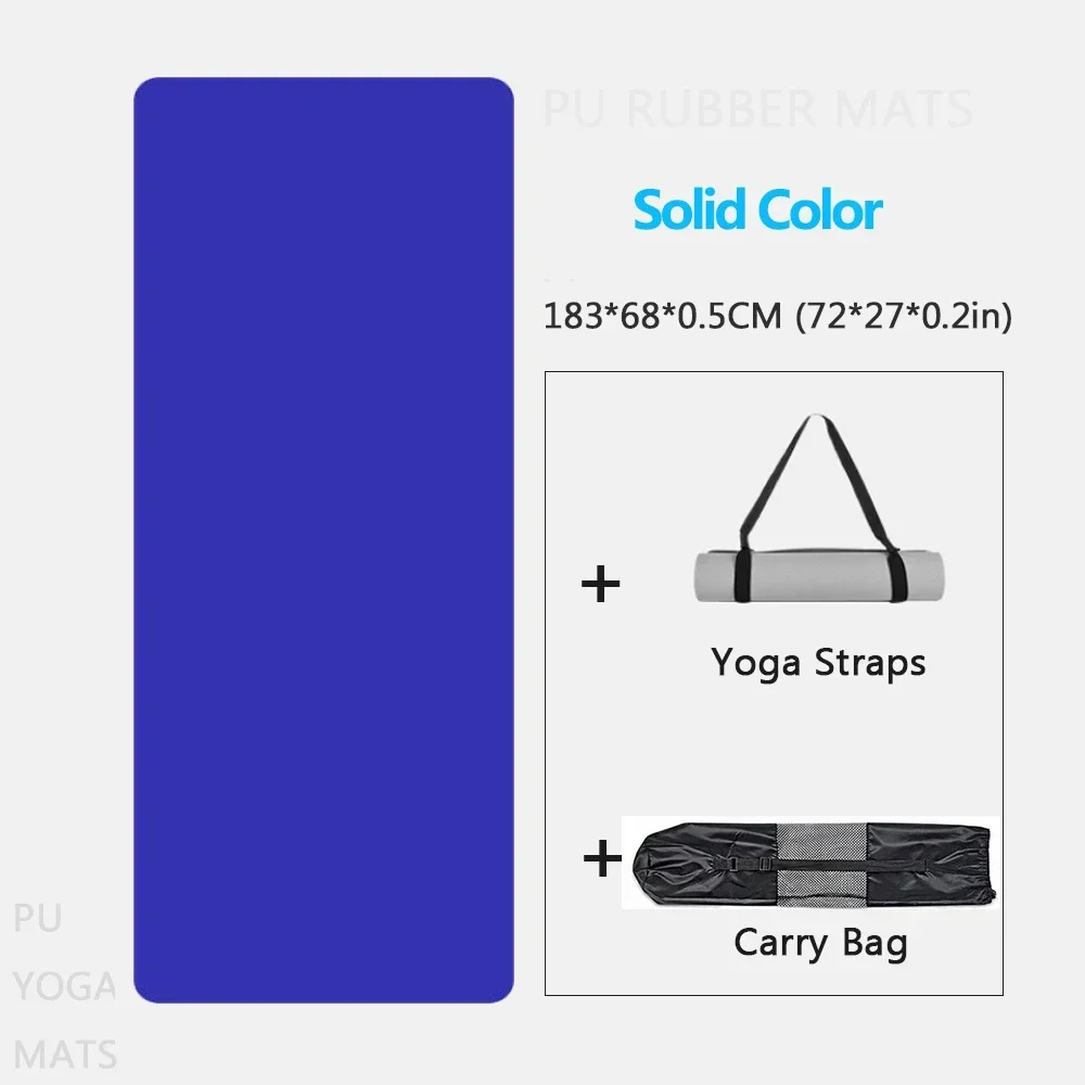 

PU Rubber Yoga Mat Non-slip And Sweat-absorbing Yoga Mat Thickened Widen Sport Fitness Pilates With Solid Color Exercise Mats