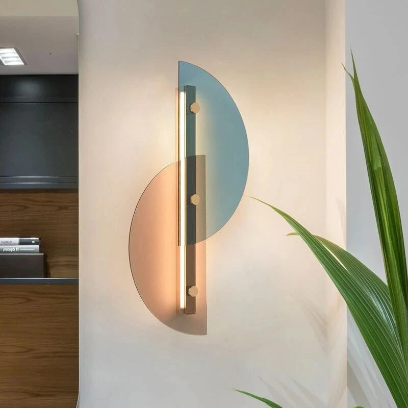 

Scandinavian wall light Semicircle colour glass wall light creative simple living room bedside corridor room decorarion lights