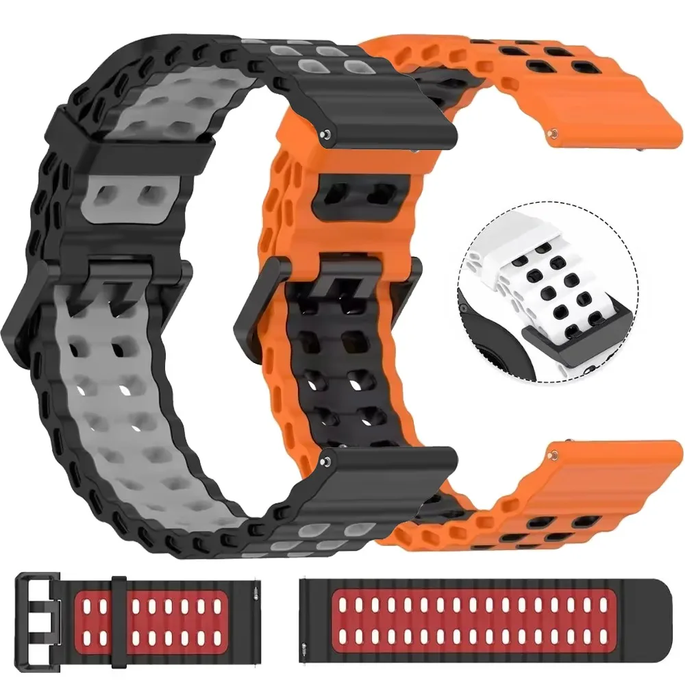 22mm Ocean Sports Silikonarmband für CMF Watch 3 Pro, Komfortabel für COROS APEX 4 42mm/PACE 4, Suunto Verical 2-1, Suunto Race 2