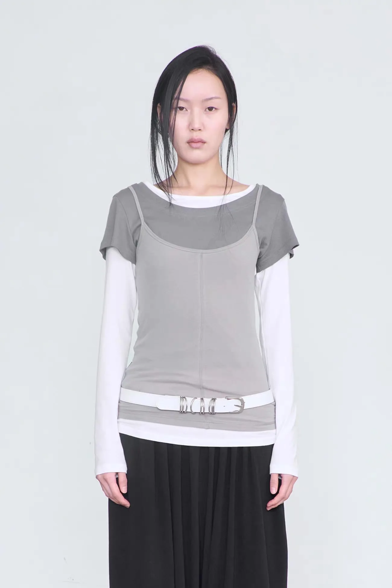 

Casual Basic Color Slim Fit Short Sleeve T-Shirt Vest Long Sleeve Fashionable Versatile Layering Women's Summer Top