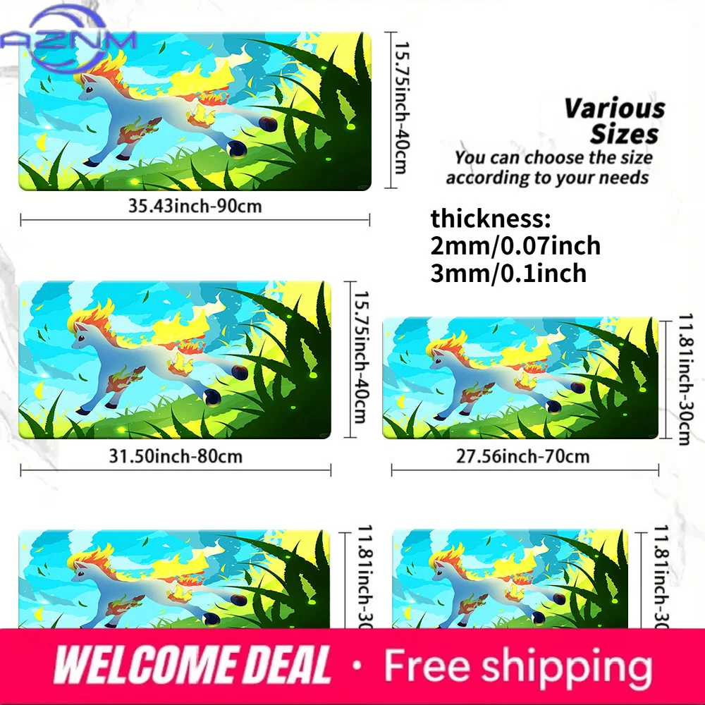 Rapidash Fire & Grass Gaming Desk Mat Non-Slip Washable
