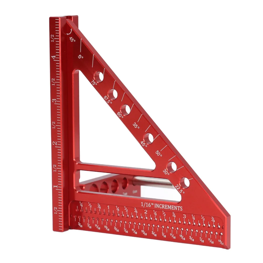 

6pcs Aluminum Alloy 90 Degree Measuring Ruler 5 Inch 22.5°-90° 3D Multi-Angle Measuring Square Ruler Hole Scribing Ruler
