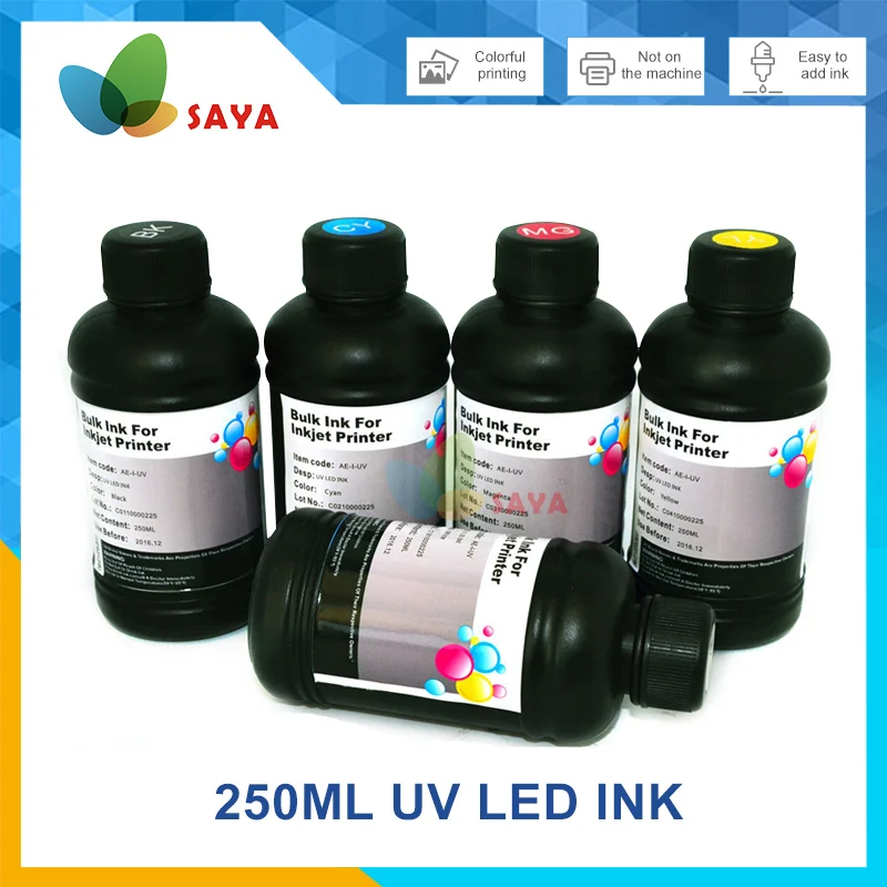 250ml/Bottle UV Ink For Epson L800 L805 L1800 R290 R300 1390 1400 1410 1430 1500W R3000 DX5 DX7 Printhead UV Modified Printer